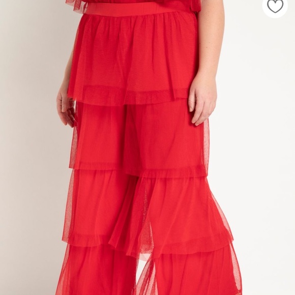 Eloquii Red Ruffle Pant Size 22/24 - Picture 2 of 4
